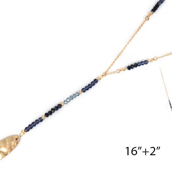 Necklace - Navy Bead Oval Metal for wholesale by Flirt Jewelry