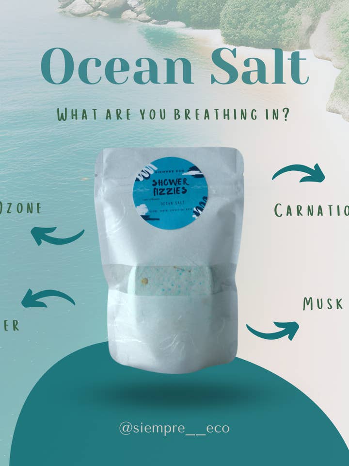 Single Shower Fizzie - Ocean Salts for wholesale by Siempre Eco