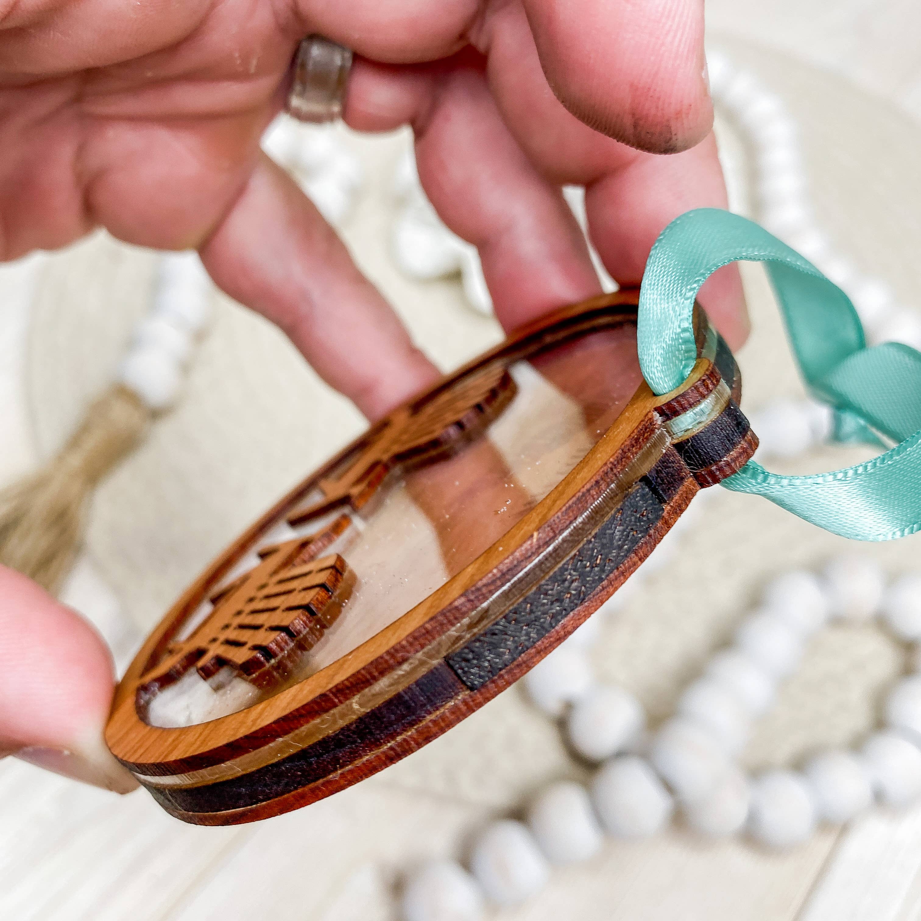 The Cottonseed Marketplace - Wholesale Ornament - Sand Keepsake Ornament - Beach Chairs & Palm Trees5