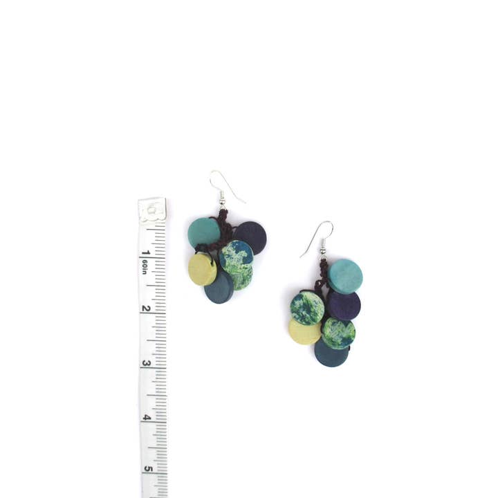 Katie and Company – wholesale Dangle earrings – Jackie iris splashed wood bead earrings