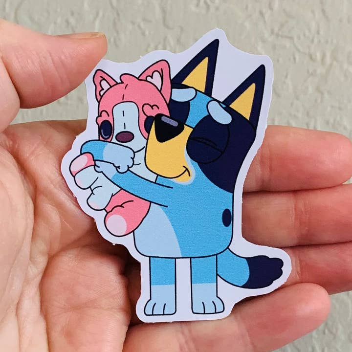 Oily Graphic Creations - Wholesale Sticker - Polly Puppy Hug- Bluey Stickers/Magnet0