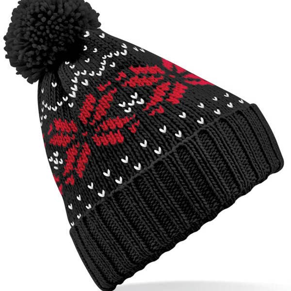 Logo Free Clothing – wholesale Beanie – Unisex – Beechfield Fair Isle Snowstar® Beanie | Unisex | Pom-Pom | Cuffed | 7 Colours | One Size3