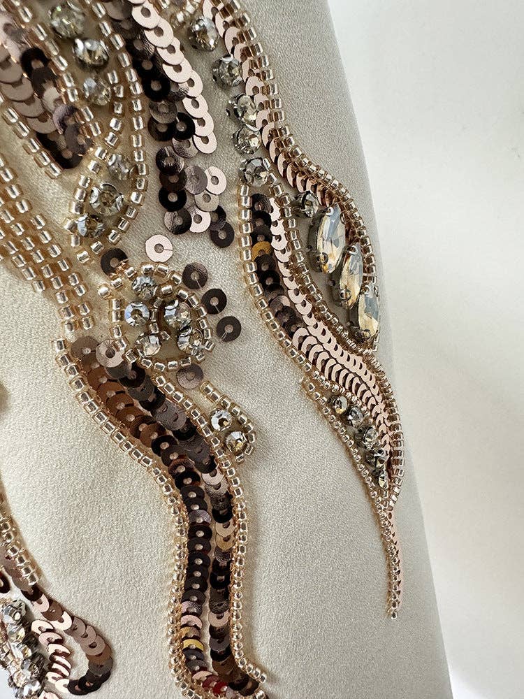 Elfenben Pärlor Diamantkrage Klänning för wholesale på Faire8