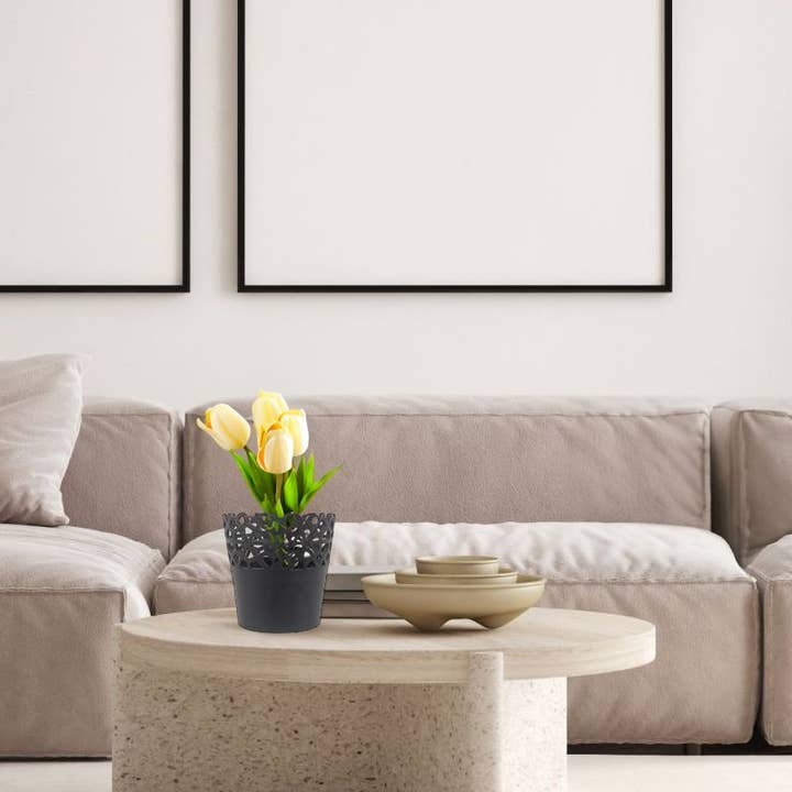 NOIR Pot en céramique noir mat 10x10 – Cache-pot au design moderne en treillis et accent décoratif pour la décoration intérieure en vente sur Faire2