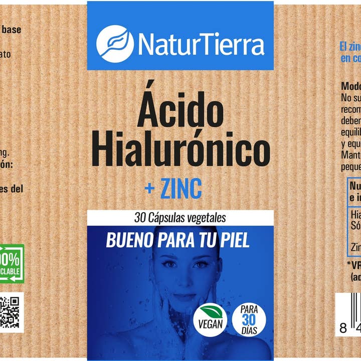 Pridahofarma - Wholesale Oral Supplement/Vitamin - NATURTIERRA Hyaluronic Acid + Zinc 30 capsules3