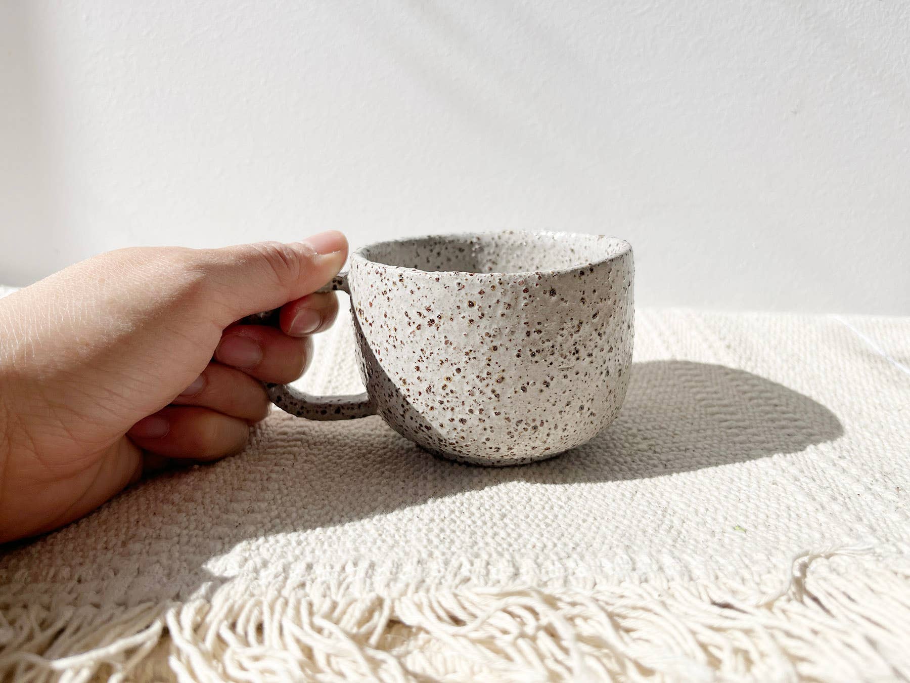 Eli.C Studio - Wholesale Coffee Mug - BESTSELLER White Rustic Speckled Handmade Ceramic Mug0