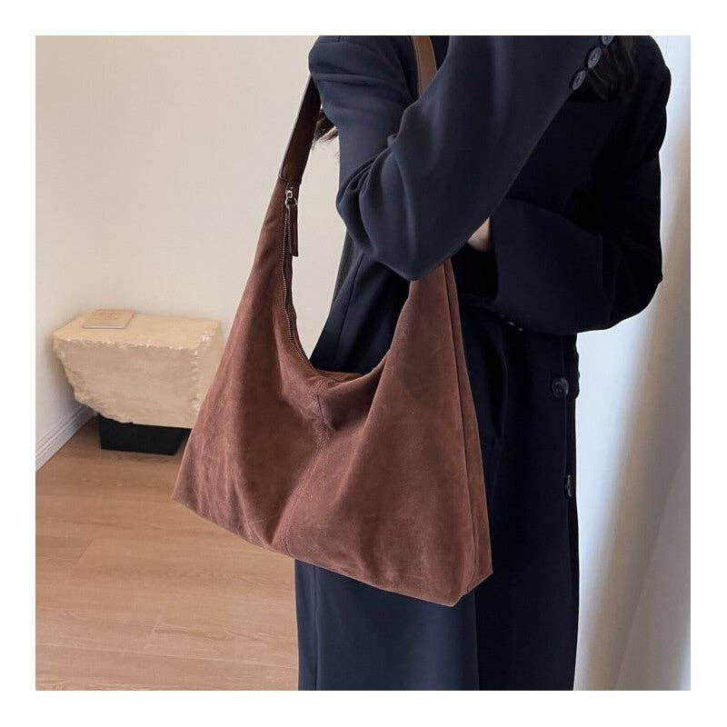 FurDecoration - Wholesale Shoulder Bag - Women's - Suede Large Solid Color Shoulder Bag1