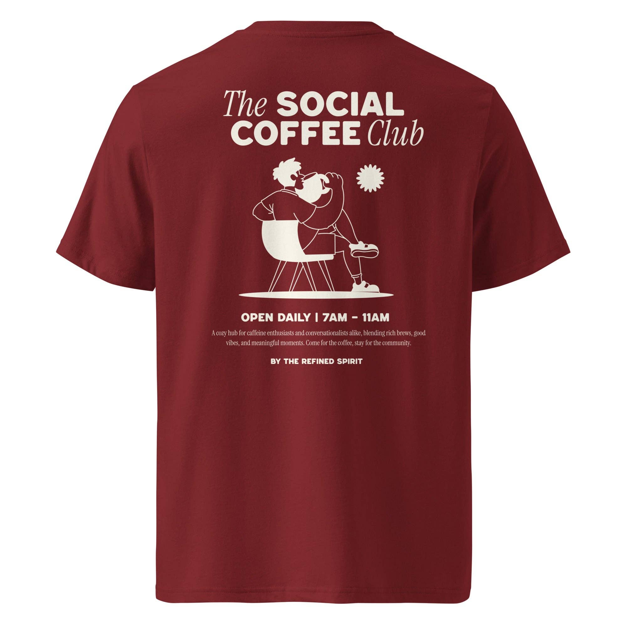 The Refined Spirit – Großhandel T-Shirt mit Siebdruck – Unisex – Der Social Coffee Club - Bio-T-Shirt5