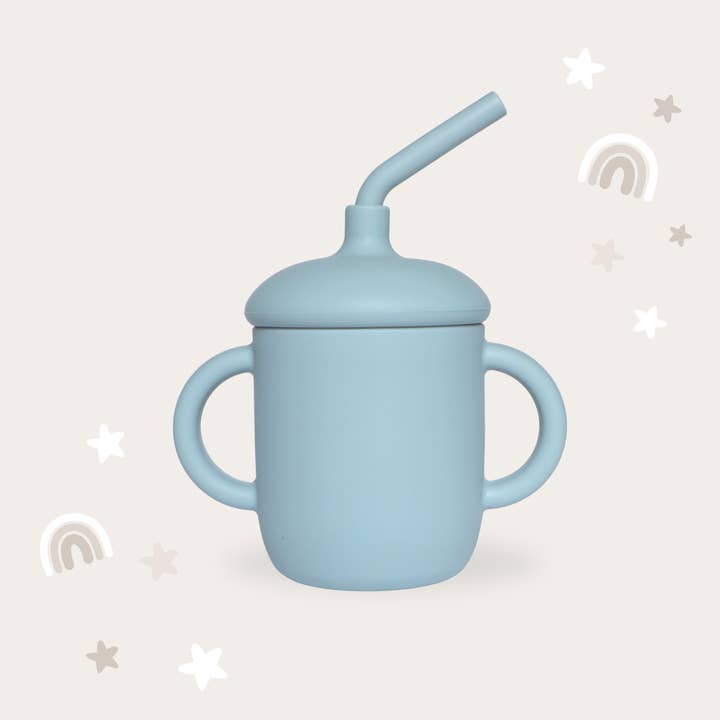 Sippy Cup with Straw, Spill-Proof & Anti-Stain - Dusty Teal for wholesale on Faire