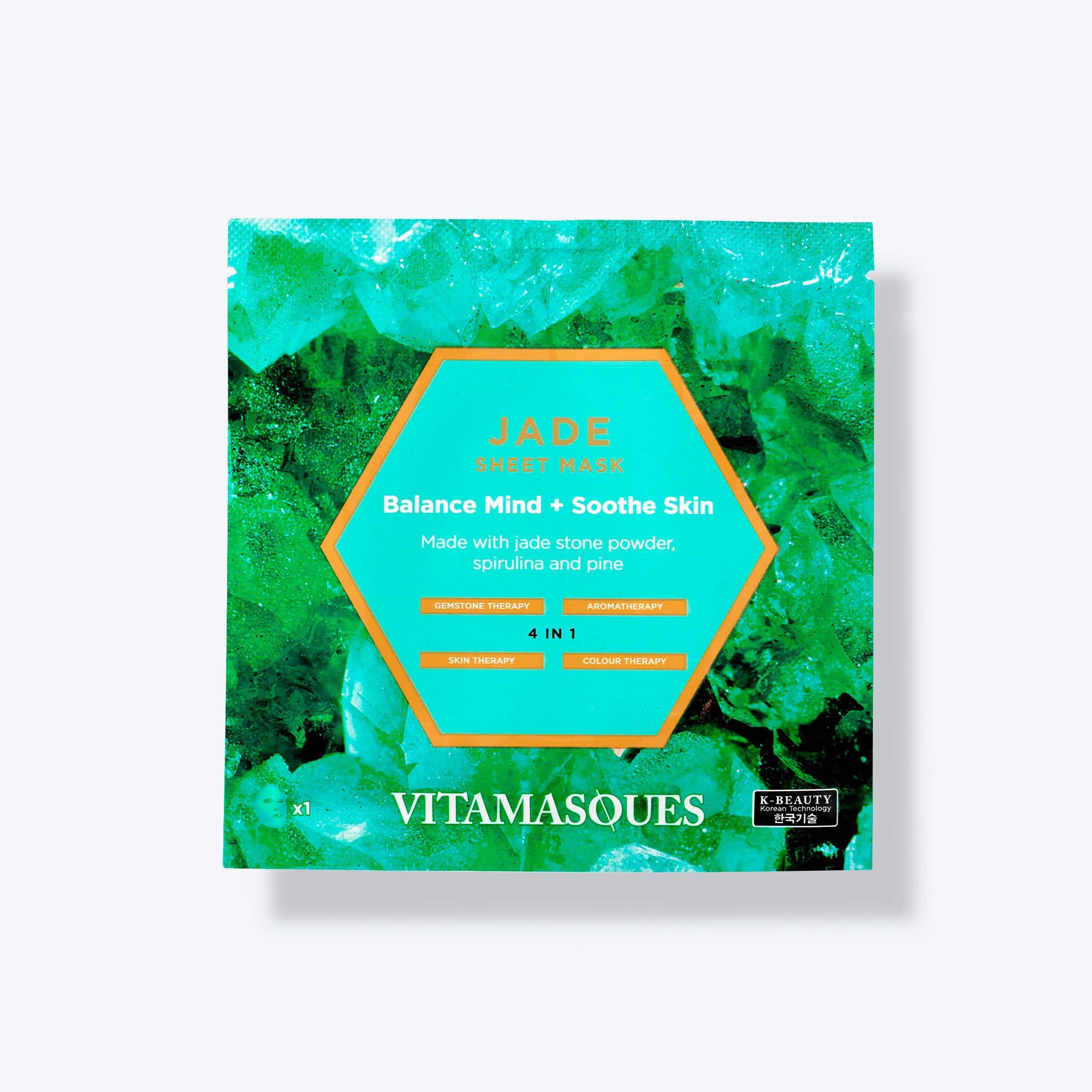 Vitamasques UK - Vendita all'ingrosso Maschera viso - Maschera viso in tessuto di giada 4-in-1 terapeutica1