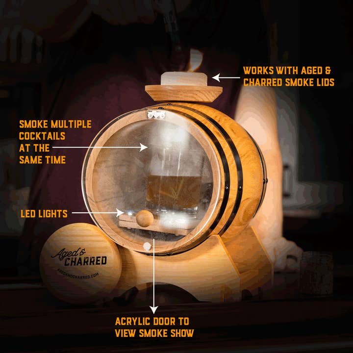 Aged & Charred - Wholesale Bar Tool - Smoke Barrel Kit - A Cocktail Smoker With Butane
