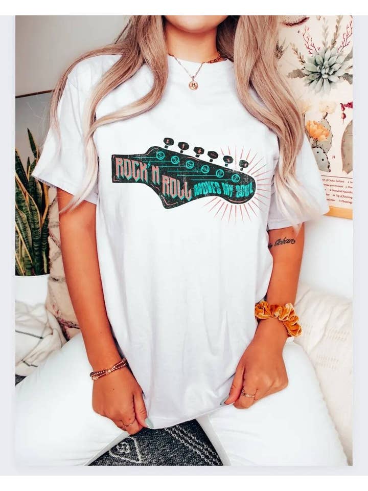 The Babe Cave Co - Vente T-shirt à imprimés – femme - Chemise Rock On, Chemise Rock and Roll, Chemise pour guitare