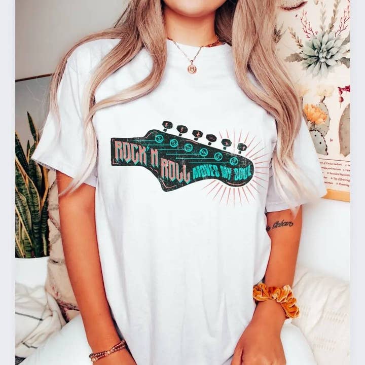 Chemise Rock On, Chemise Rock and Roll, Chemise pour guitare pour la vente par The Babe Cave Co