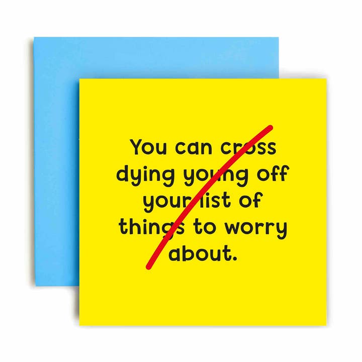 Huxters – wholesale Birthday card – Cross Dying Young Off List - Birthday Card0