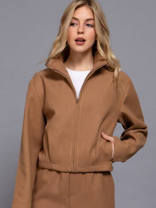 High Collar Soft Felt Jacket for wholesale by Lemon Tree