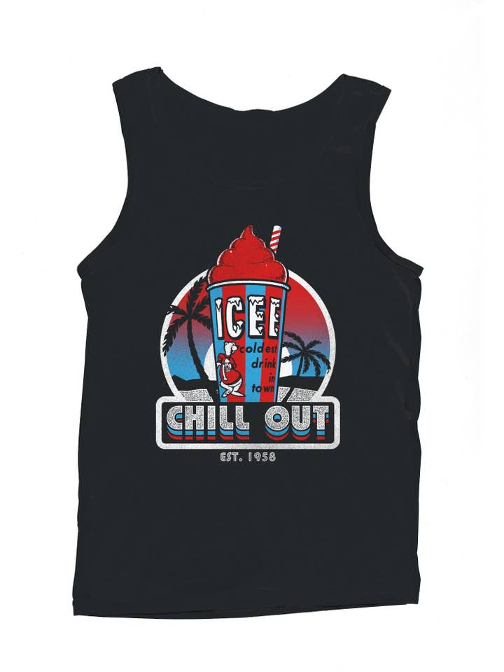 Officially Licensed Icee Chill Out Vintage Vibes Men's Tank Top for wholesale by Snack Tees