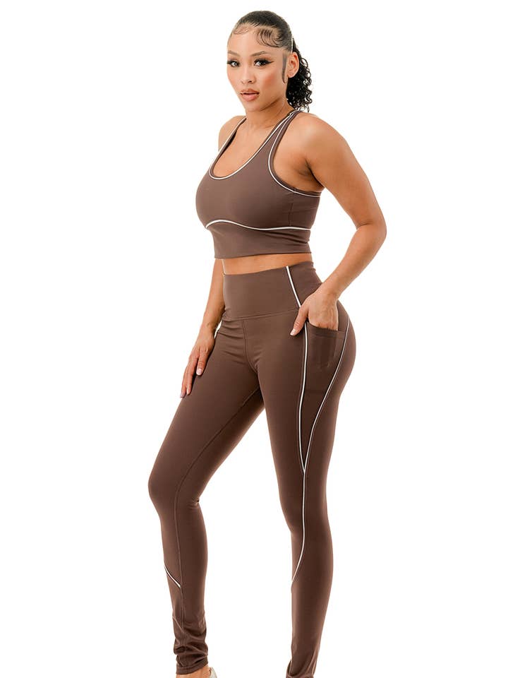 Color 5 – Großhandel Sportbekleidungsset – Damen – Sport-BH für aktive Kleidung mit Yogahose im Set mit kontrastfarbenem Rand3
