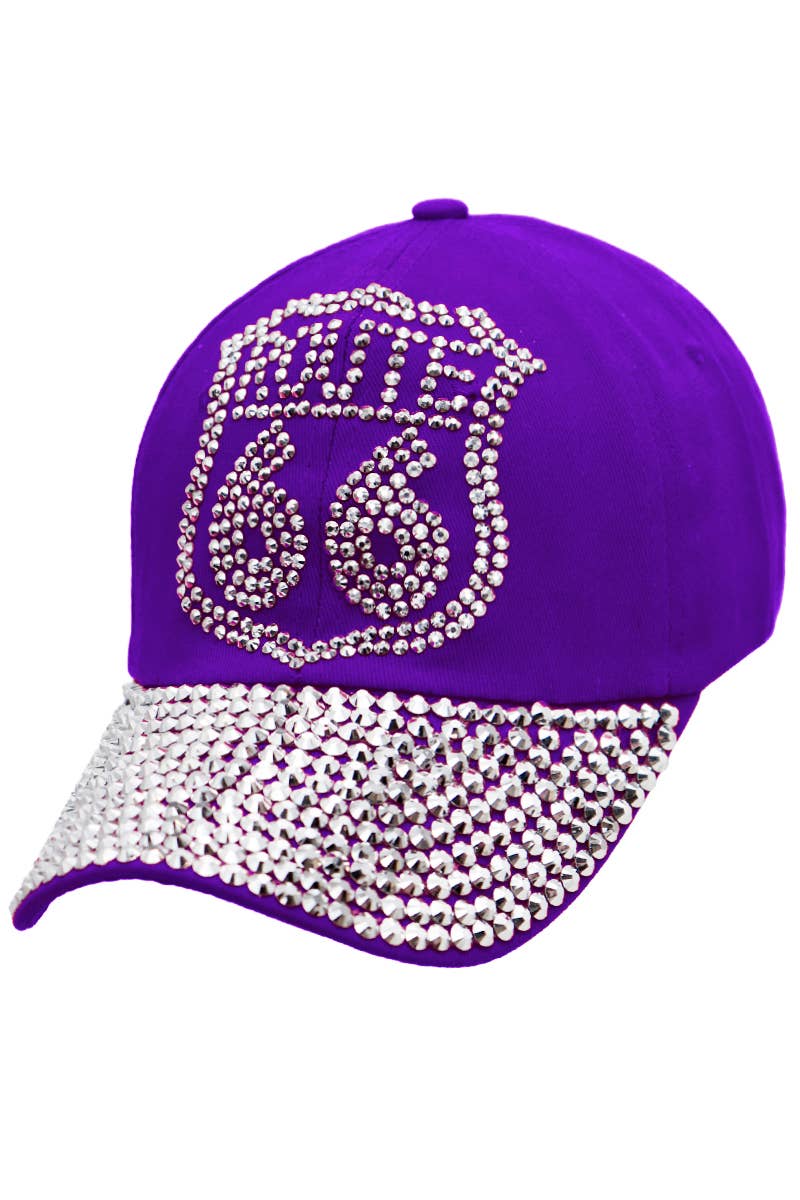 Cap Zone – Boné de beisebol - Mulher por atacado – Route 66 Boné de beisebol em algodão Route 66 Bling Rhinestone7