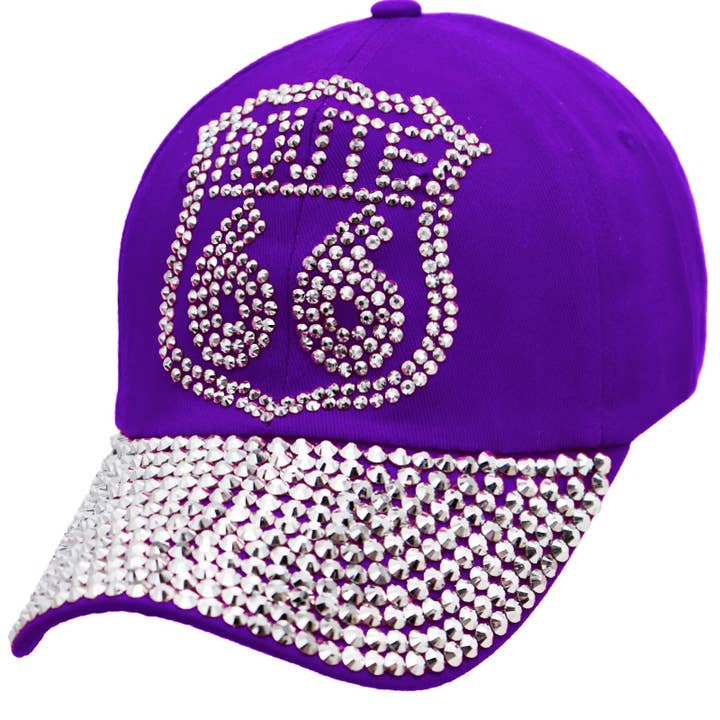 Cap Zone – Boné de beisebol - Mulher por atacado – Route 66 Boné de beisebol em algodão Route 66 Bling Rhinestone7