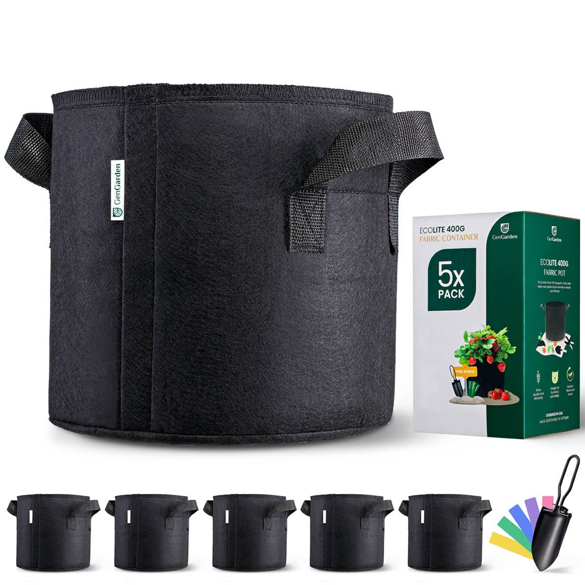 FutureBrand - Wholesale Plant Pot - Pack of 5 Plant Grow Bags (7 Gallon - Free garden spade)1