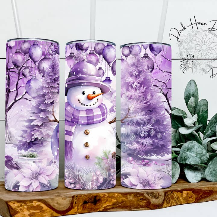 Pupazzo di Neve Viola - Vacanza Glamour - Natale - Bicchiere Termico per la vendita all'ingrosso da parte di Dark Horse Dream Designs LLC