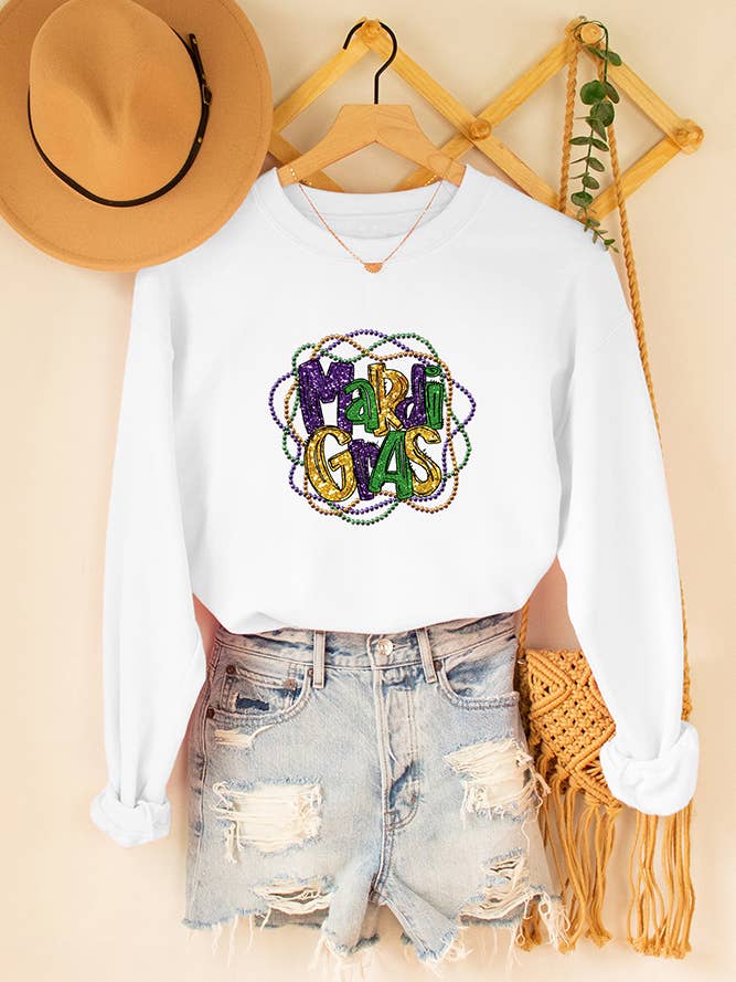 UNISHE - Wholesale Graphic Sweatshirt - Women's - Mardi Gras Long Sleeve Sweatshirts STC189C405