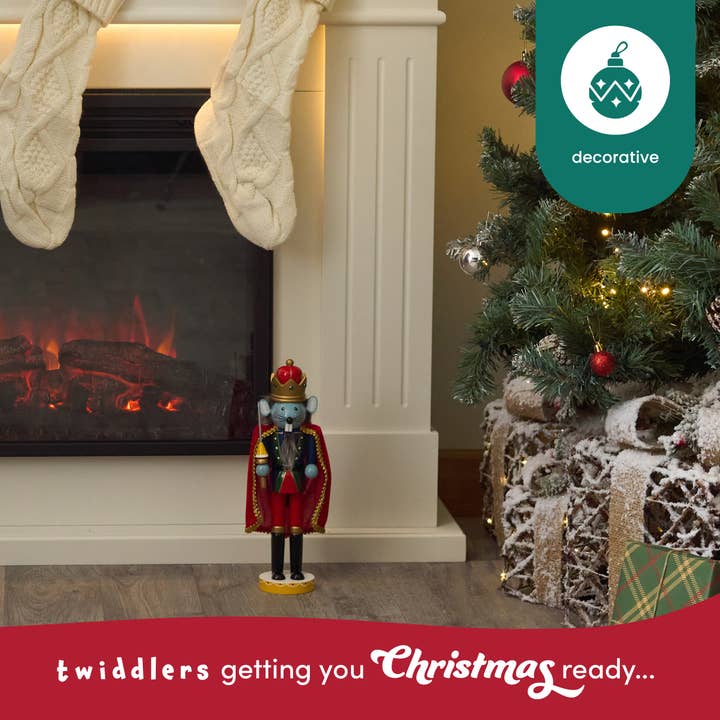 The Twiddlers - Wholesale Christmas Decoration - Wooden Christmas Mouse King Nutcracker Soldier, 30cm / 12"