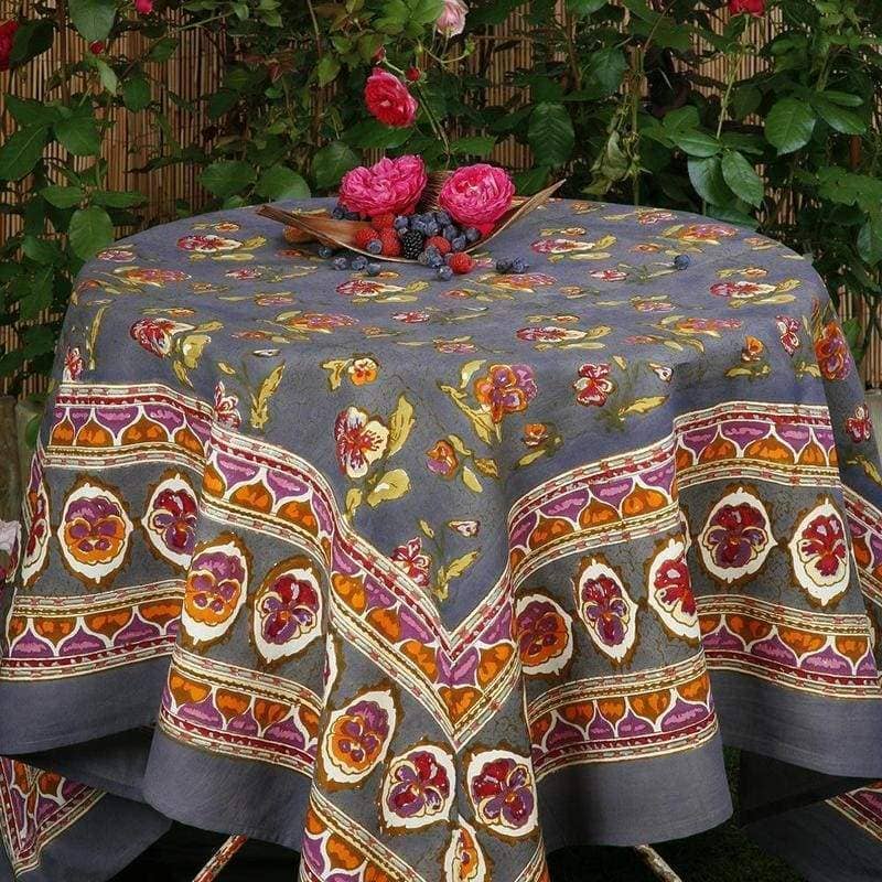 Caravan Home - Wholesale Tablecloth - Pansy Red & Grey | French Tablecloths0