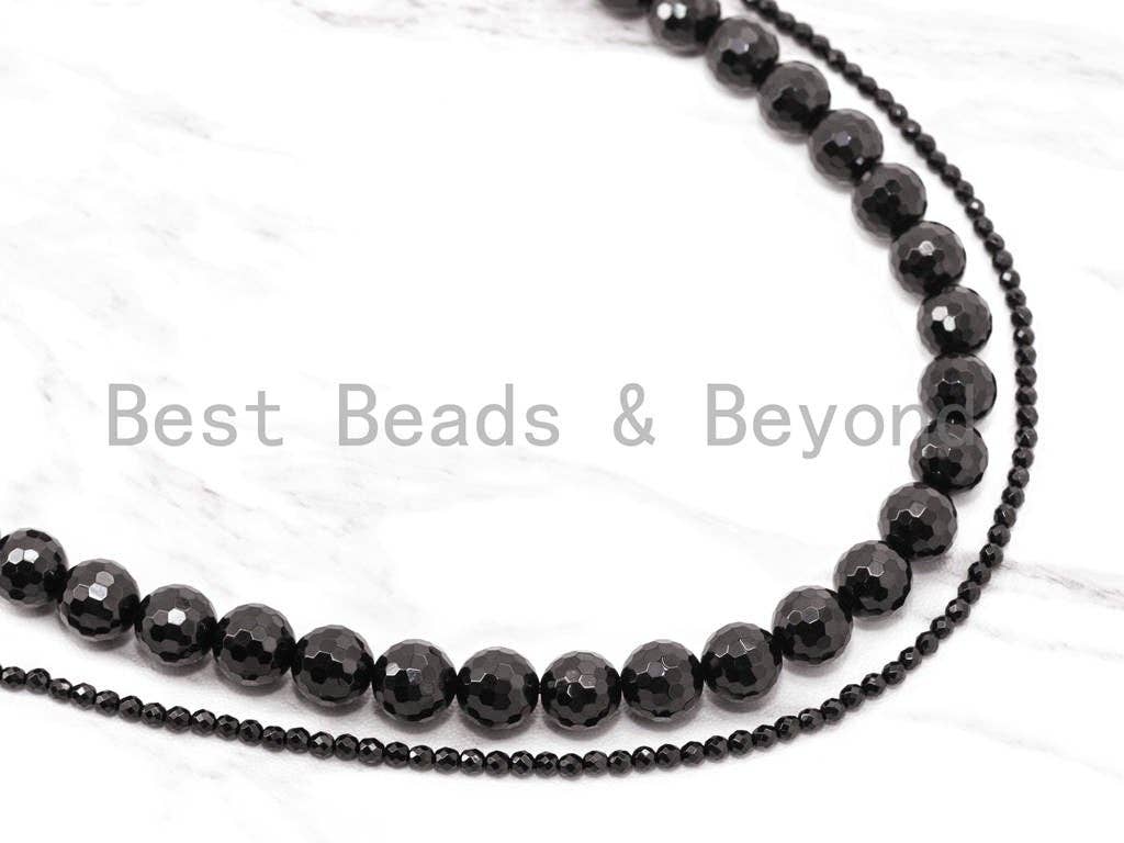 BestBeads&Beyond - Wholesale Beads - Wholesale Quality Faceted Shinny Black Onyx Beads-2mm/3mm/4mm/6mm/8mm/10mm/12mm/14mm/18mm/20mm- Black Onyx Beads,15.5" Full Strand, SKU#Q42