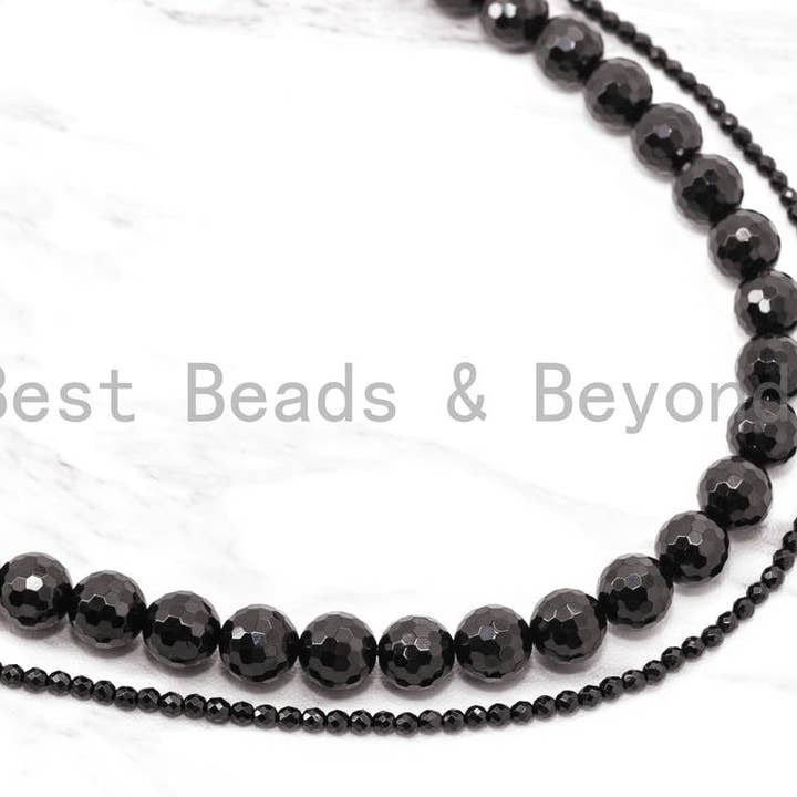 BestBeads&Beyond - Wholesale Beads - Wholesale Quality Faceted Shinny Black Onyx Beads-2mm/3mm/4mm/6mm/8mm/10mm/12mm/14mm/18mm/20mm- Black Onyx Beads,15.5" Full Strand, SKU#Q42