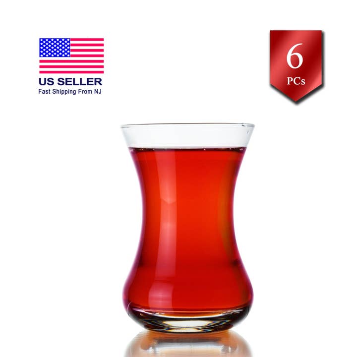 Hakan – wholesale Coffee/tea cup – Asena Turkish Tea Glasses, Glass Teacups, 6 Pcs, 4.25