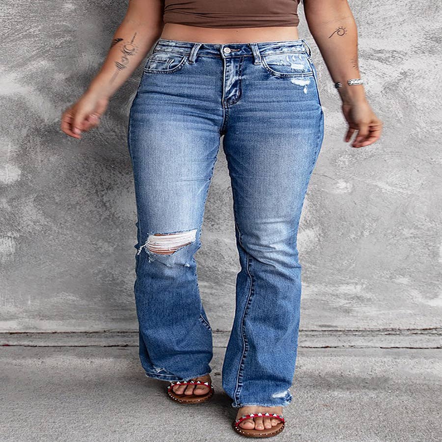 Women's Low-Rise Brown Flare Jeans, Women's Bottoms