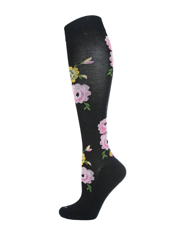 MeMoi Floral Design Bamboo Blend KneeHigh Compression Socks for wholesale by Infinity Classics International Inc.