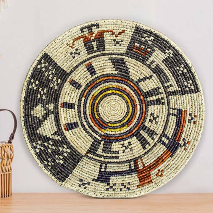 14" Håndvævet Historier Skål til Vægkurv Dekoration for engroshandel hos ArtisanalEmporiumLLC