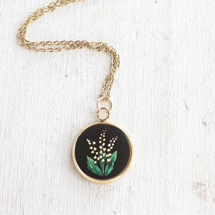 Storytime Art Studio – wholesale Hänge-/berlockhalsband – Födelse blomma halsband, Maj, Liljekonvalj