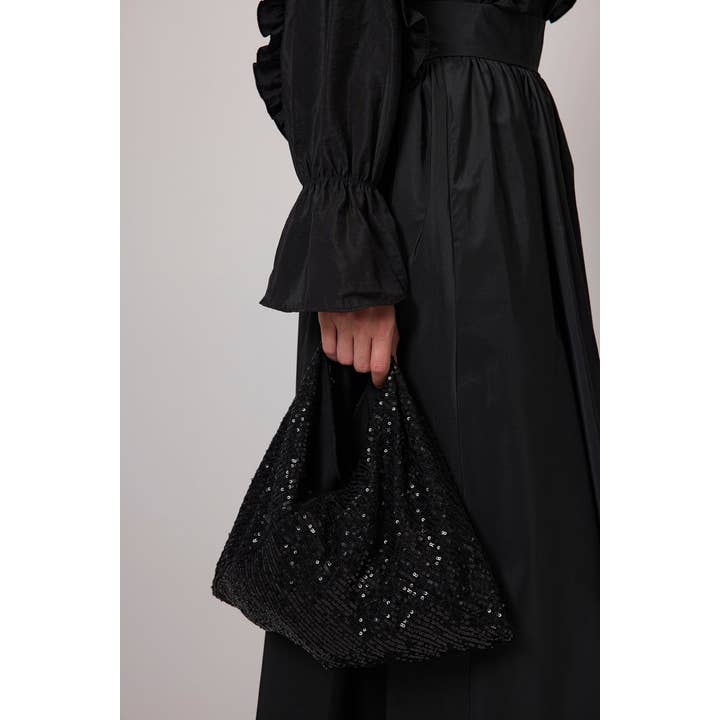 Siyah Black Sequin Mini Hobo Bag – Evening & Party Essential for wholesale on Faire1