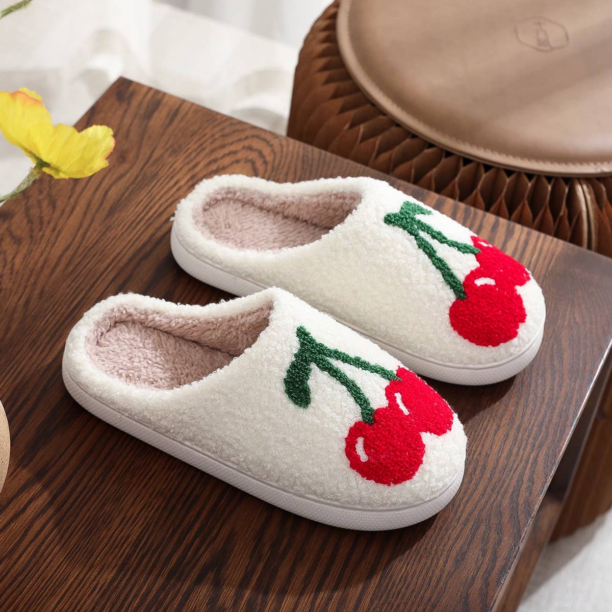 TYPE  CUTE CHERRY EMBROIDERED COTTON SLIPPERS_CWSHS0453 for wholesale on Faire4