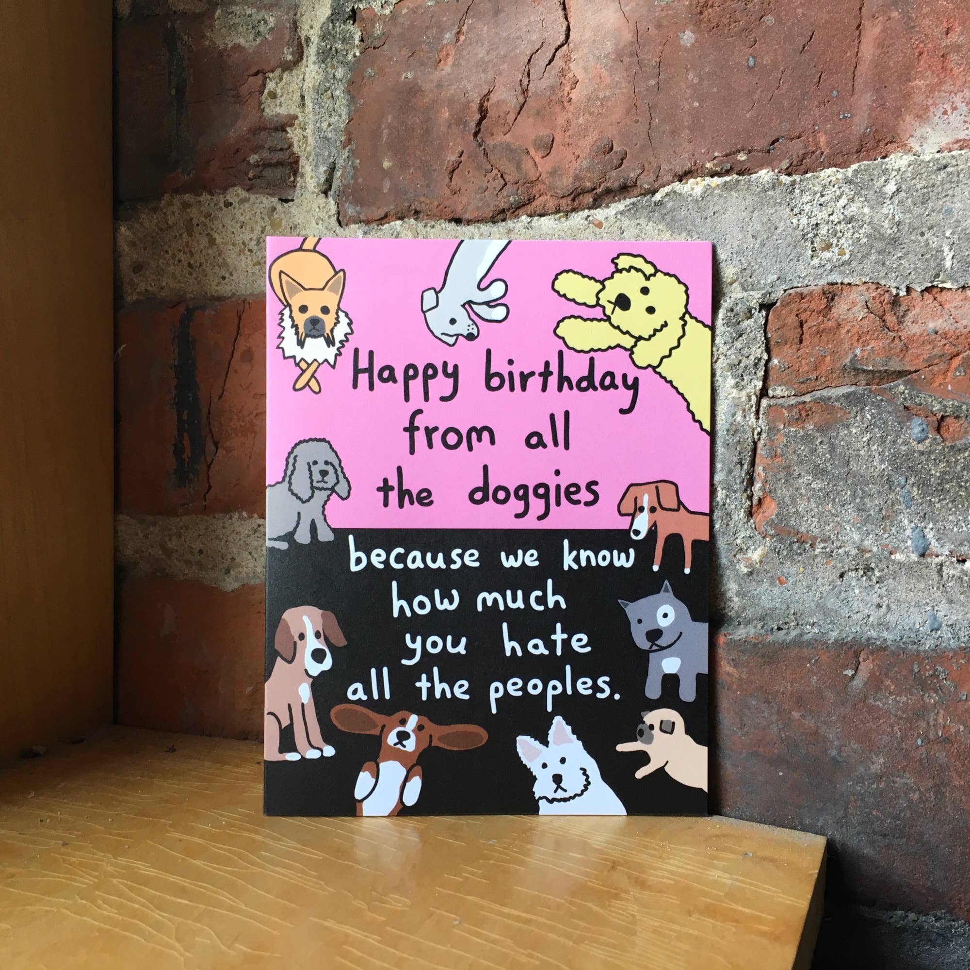Bangs & Teeth - Wholesale Birthday Card - Happy Birthday From All The Doggies, funny dog card, dog mom1