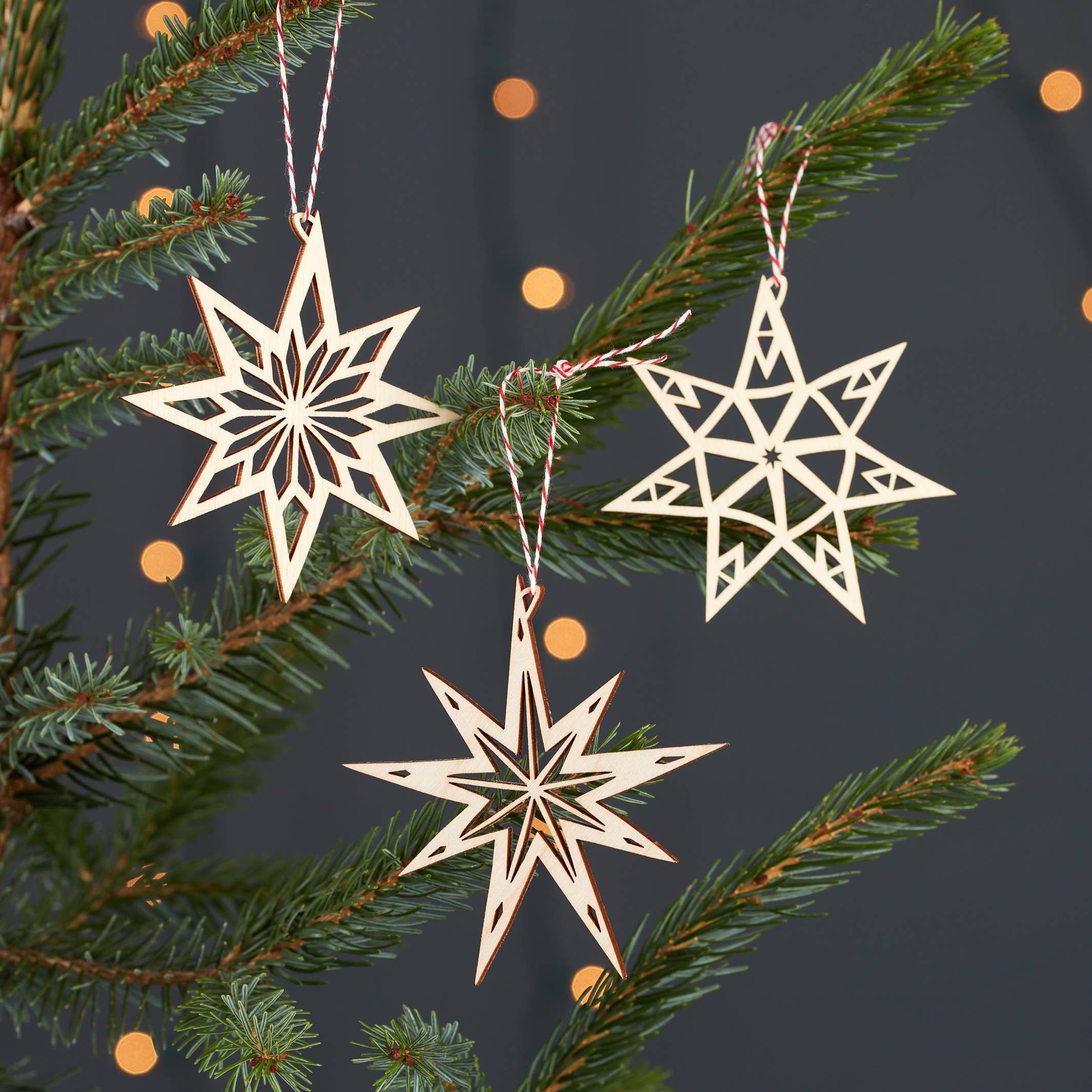 Light + Paper - Wholesale Ornament Set - Stars Wooden Ornaments1