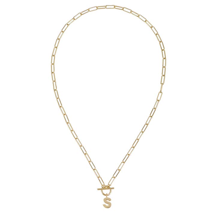 Toggle Initial Necklace in Gold for wholesale on Faire33