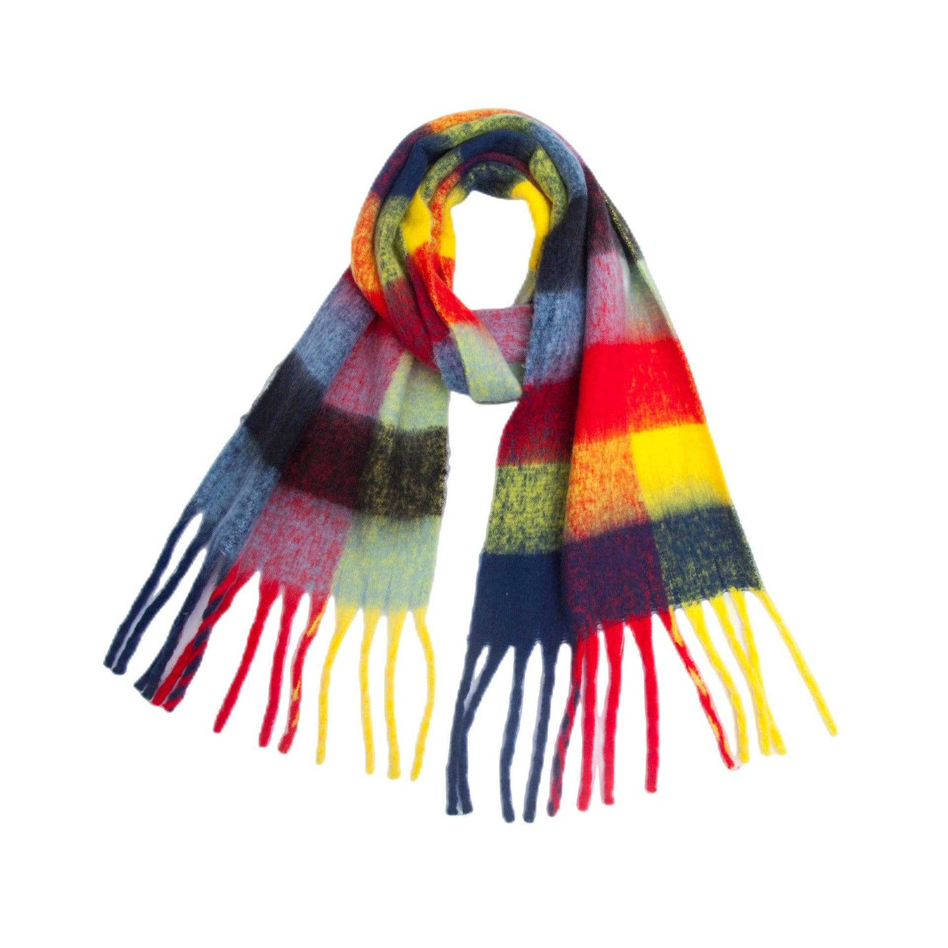 Dipped Shop - Wholesale Scarf - Women's - Coloful Plaid Tassel Scarves DPKS101211