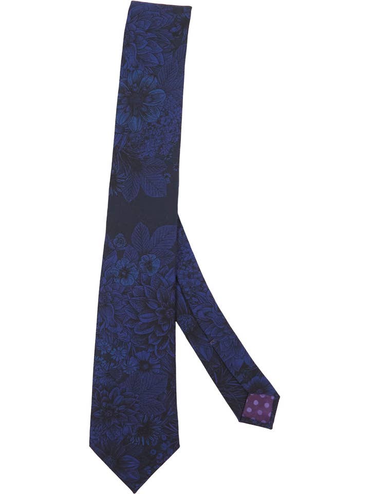 TADDEO MARCO FLORAL MERINO TIE - MIDNIGHT for wholesale by Lords Of Harlech Accessories