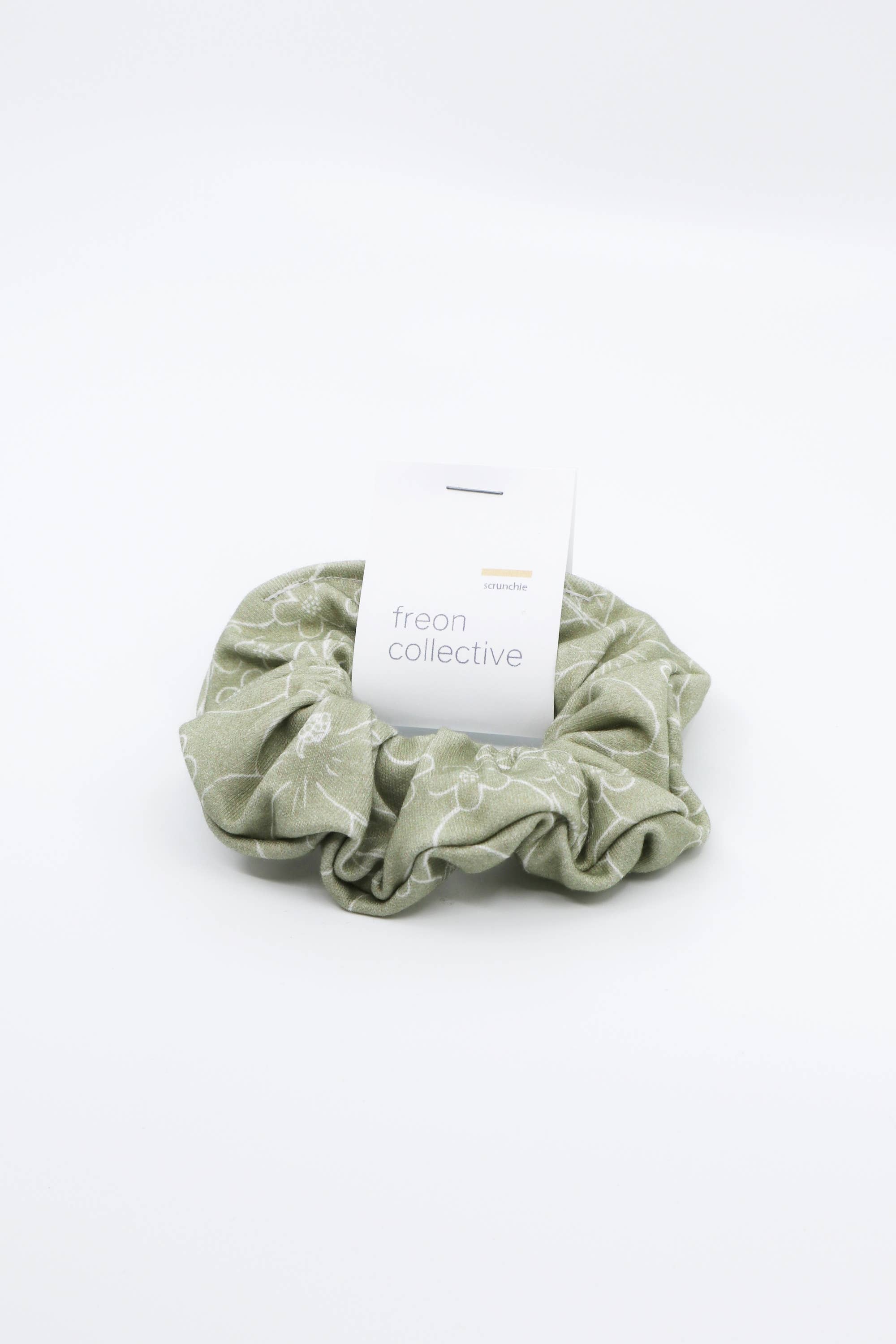 Freon Collective – wholesale Scrunchie - Dam – Ekologisk Bomull Hår Scrunchie - Olive Florals2
