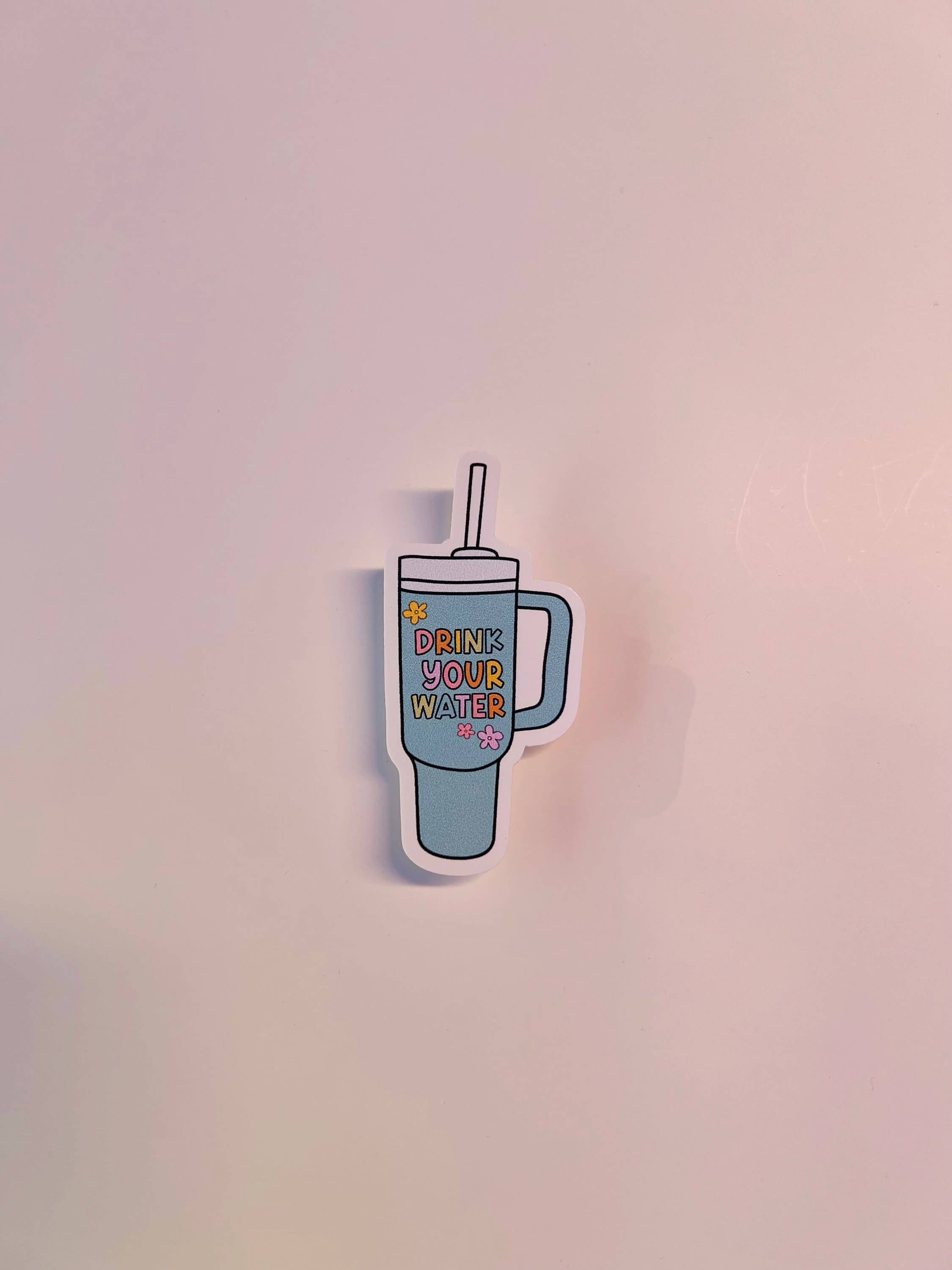 Thirty Three Prints – wholesale Sticker – Drink Your Water Sticker: Glossy Self Care Decal2