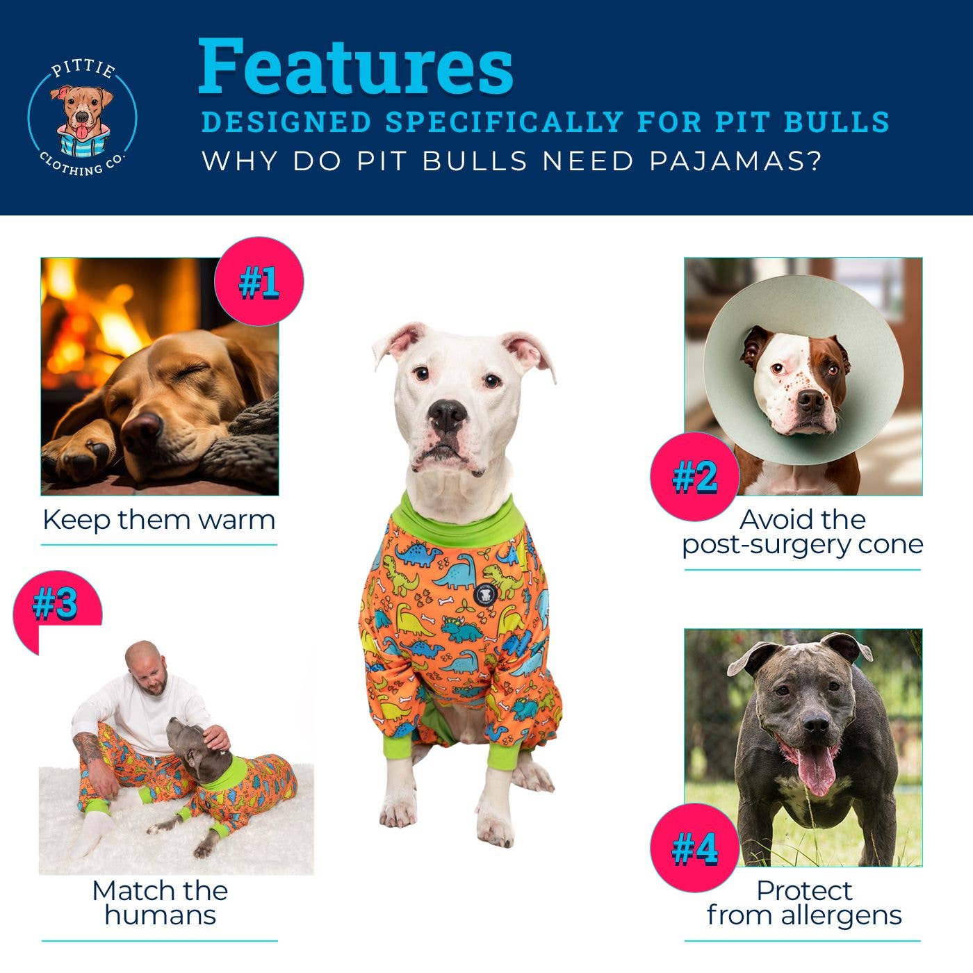 Pittie Clothing Co. - Wholesale Pet Pajamas - Dog - *PRE-ORDER* Holly Jolly Hippos Pit bull Pajamas4