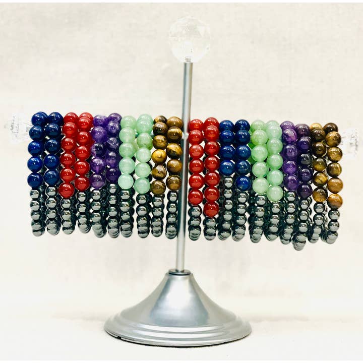 VPS Stones Inc. - Wholesale Beaded Bracelet - Natural Gemstone Hematite Bracelets with Free Display