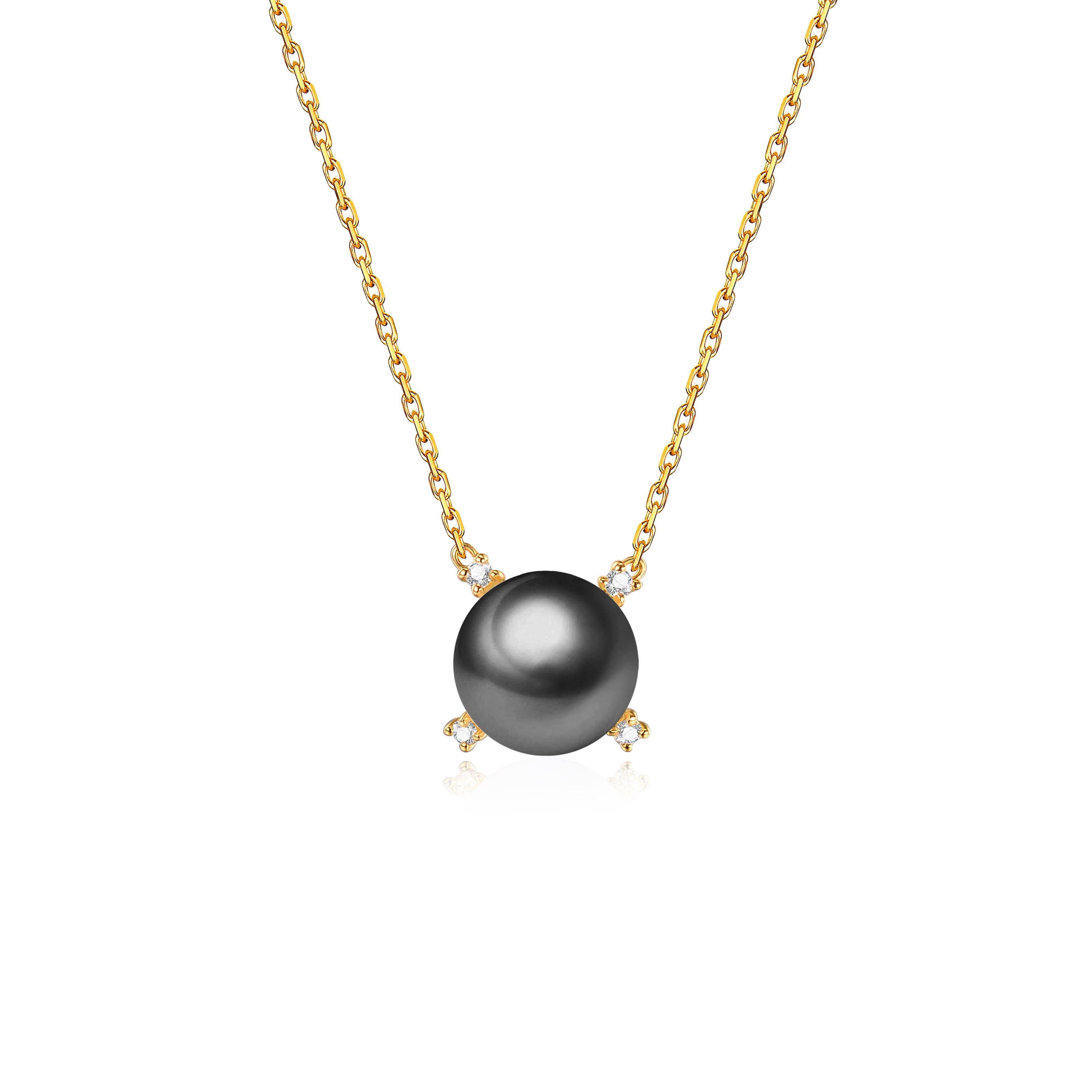 Timeless Pearl - Wholesale Pendant/Charm Necklace - G18k Quadrant Diamonds Pearl Necklace6