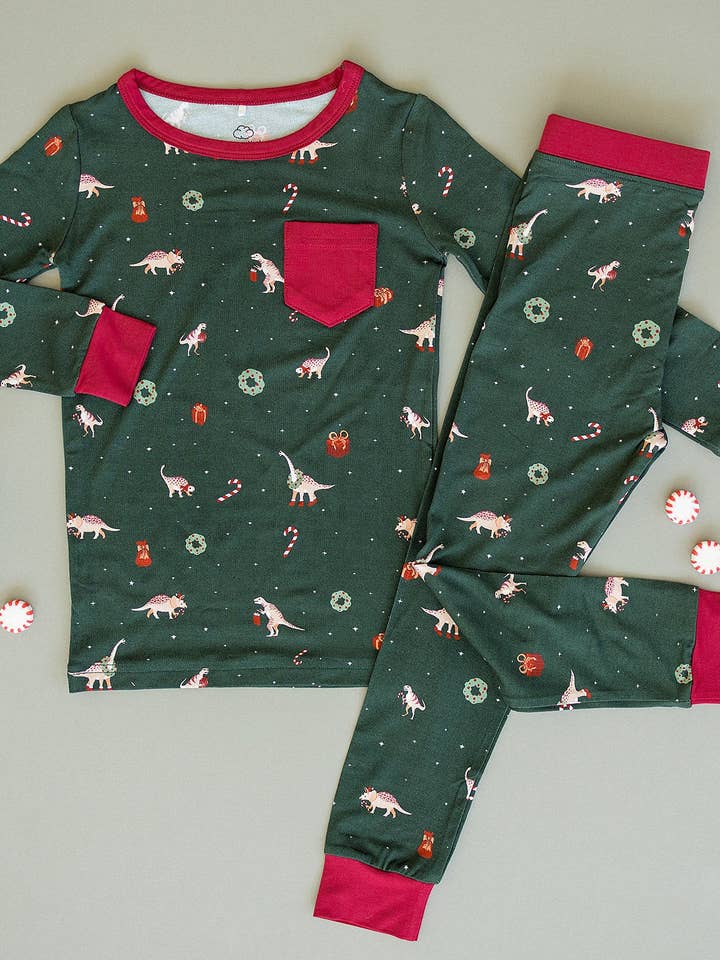 Sunday Littles - Wholesale Sleepwear set – Kids - Slumber Pajama Set in Dino-Mas6