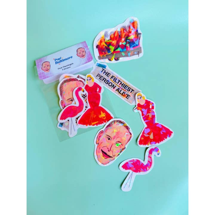 Pop! Baltimore - Wholesale Sticker - Pink Flamingos Sticker Pack -5 total |John Waters, Baltimore2