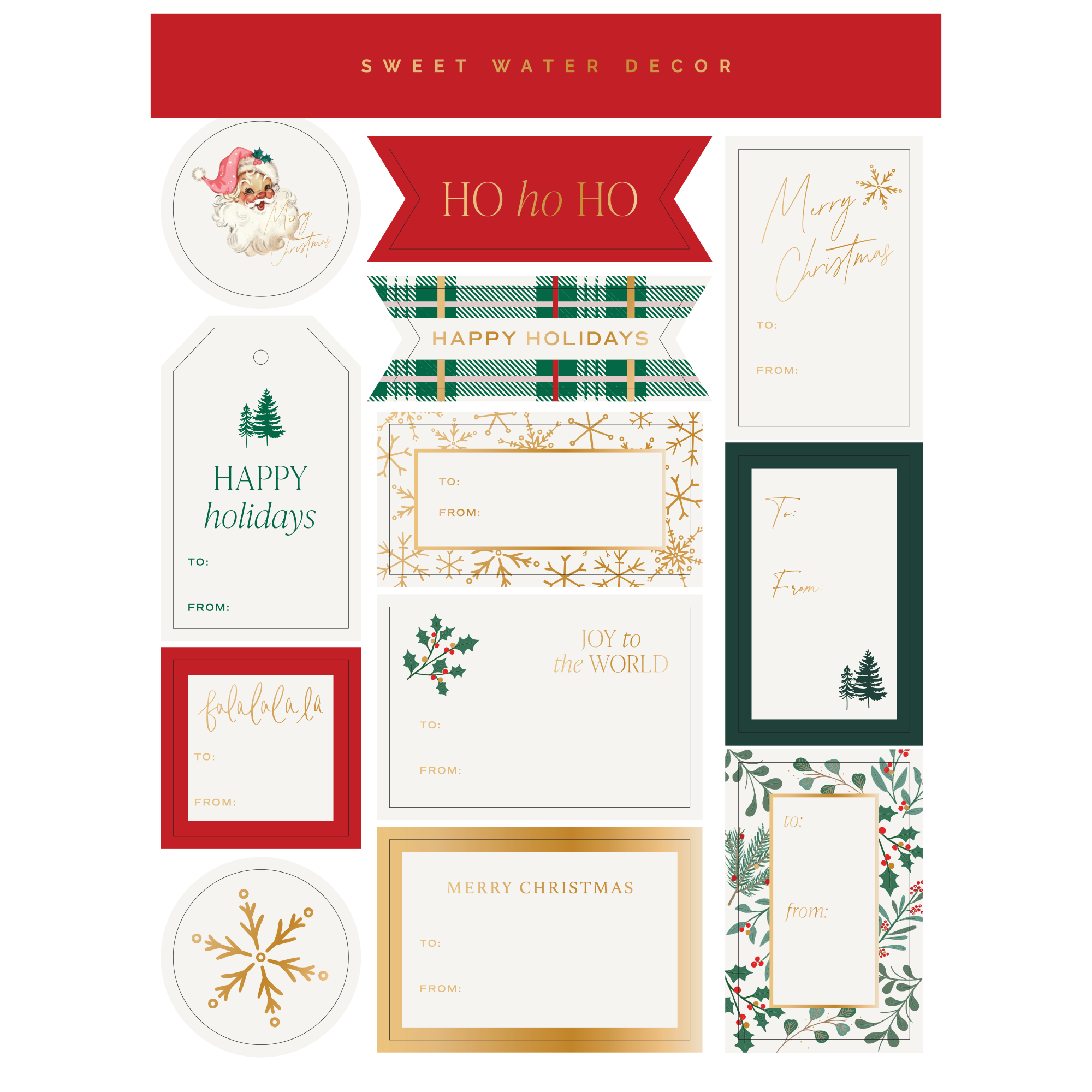 Sweet Water Decor - Wholesale Gift tag - Holiday Classic Gift Tags Set - Stickers Set3